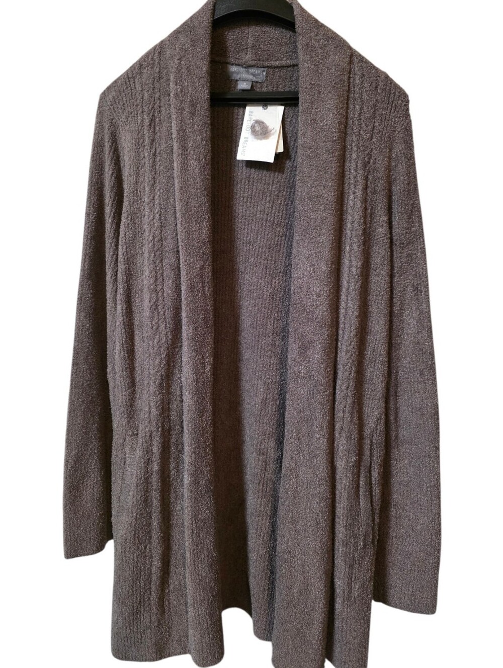 NWT Barefoot Dreams Cozychic Lite Ash Brown Open Front Cardigan